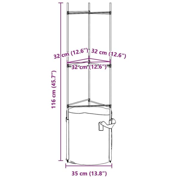 vidaXL Tomatbur med växtpåse 2 st 116 cm stål och PP