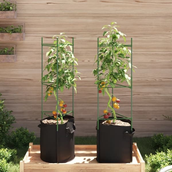 vidaXL Tomatbur med växtpåse 2 st 116 cm stål och PP