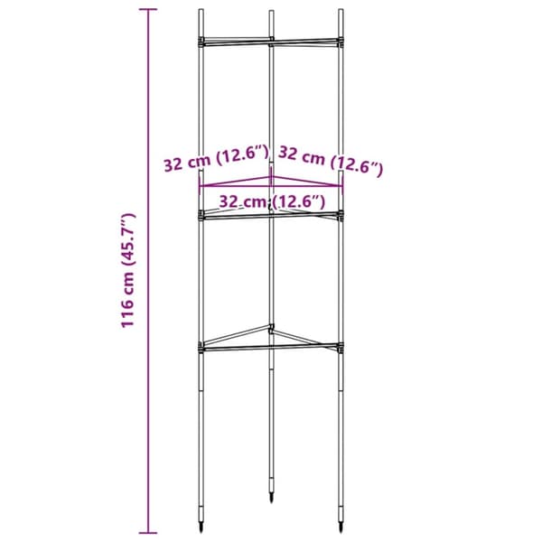 vidaXL Tomaattihäkki 6 kpl 116 cm teräs ja PP
