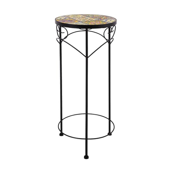 Kukkapöytä MOROCCO pyöreä 30xK70cm, metallirunko, mosaiikkilevy, musta/kirjava