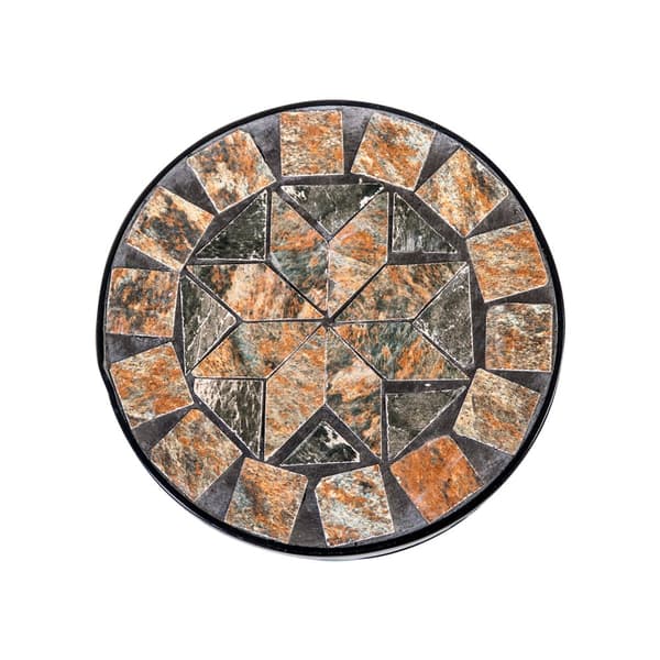 Kukkapöytä MOSAIC pyöreä 20cm, metallirunko, mosaiikkilevy, tummanharmaa/ruskea