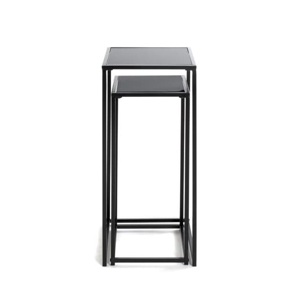 Set med 2 svarta Cromano metallväxthållare - Fyrkantig form - Topp i härdat glas - Trendigt