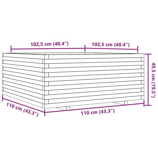 Odlingslåda 110x110x49,5 cm massivt douglasträ