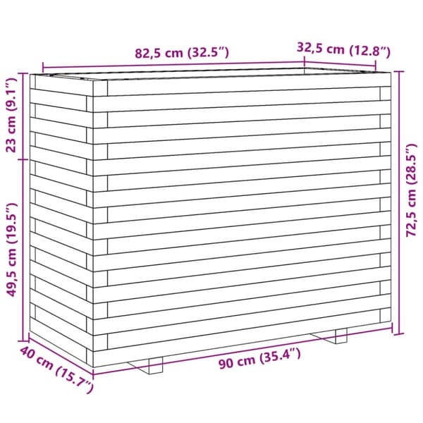 plantekasse 90x40x72,5 cm imprægneret fyrretræ