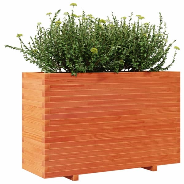 Odlingslåda vaxbrun 110x40x72 cm massiv furu