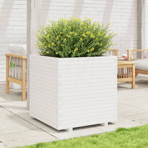 Odlingslåda vit 70x70x72,5 cm massiv furu