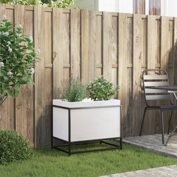 plantekasse 60x40x50 cm massivt fyrretræ hvid