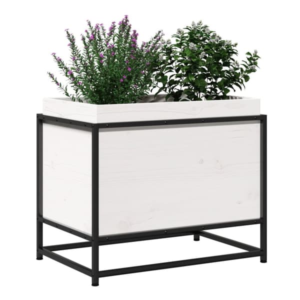 plantekasse 60x40x50 cm massivt fyrretræ hvid