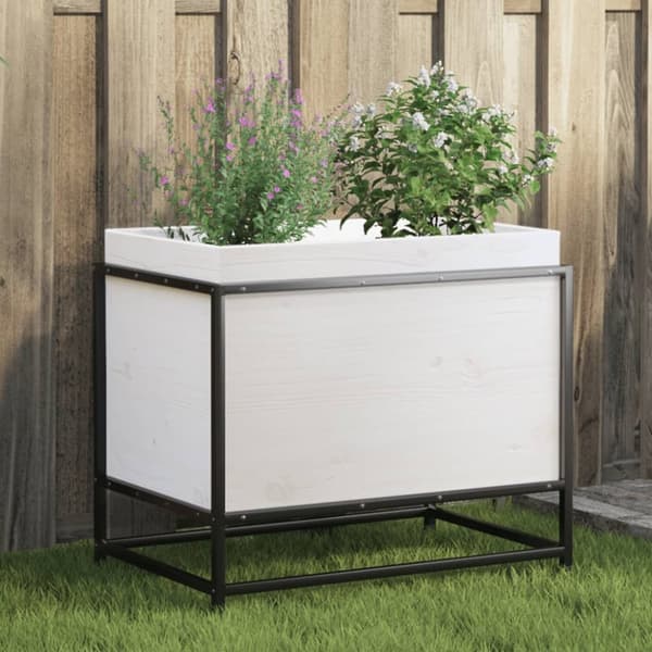 plantekasse 60x40x50 cm massivt fyrretræ hvid