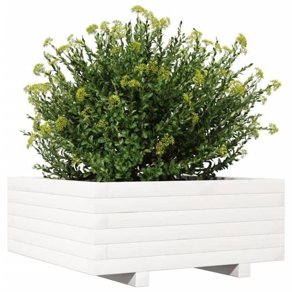 plantekasse 60x60x26,5 cm massivt fyrretræ hvid