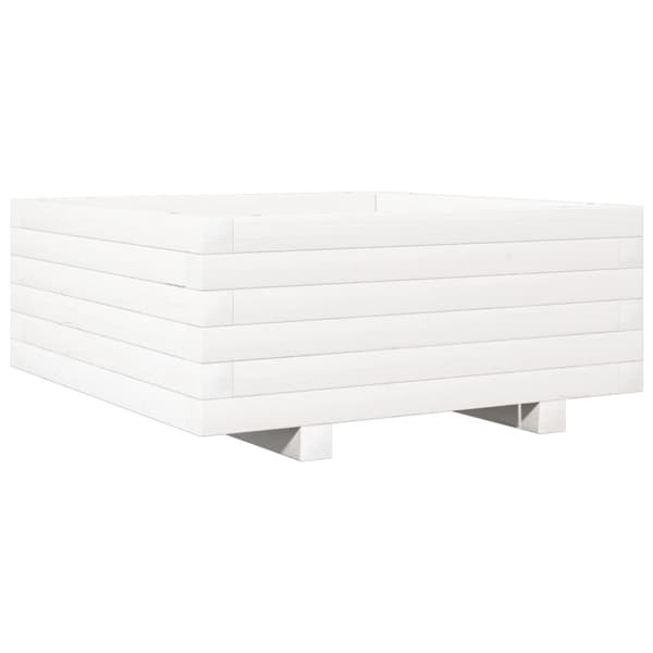 plantekasse 60x60x26,5 cm massivt fyrretræ hvid