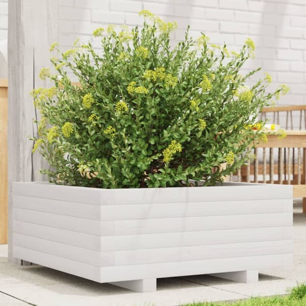 plantekasse 60x60x26,5 cm massivt fyrretræ hvid