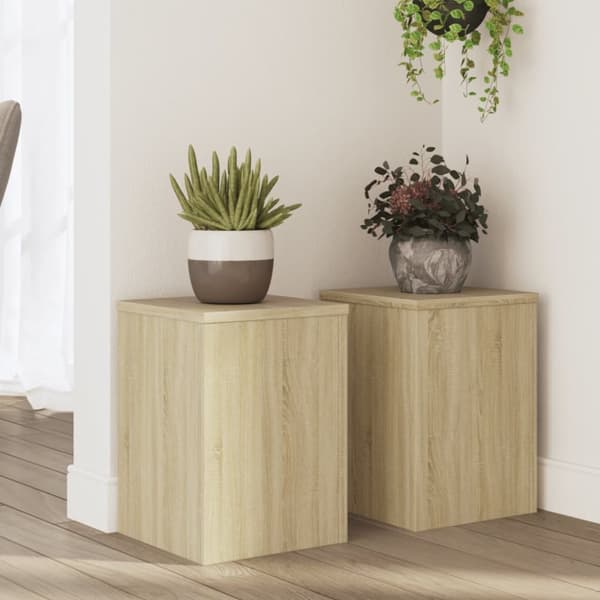plantestativer 2 stk. 25x25x35 cm konstrueret træ sonoma-eg