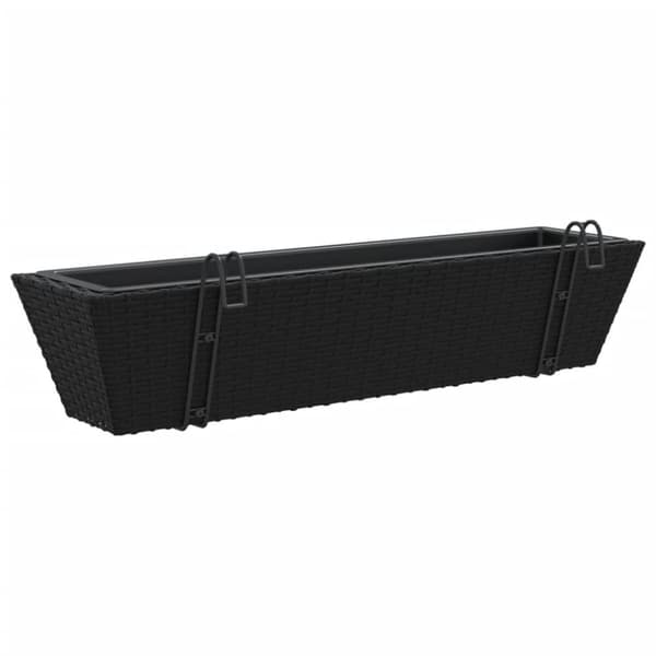 plantekasser med kroge 2 stk. polyrattan sort