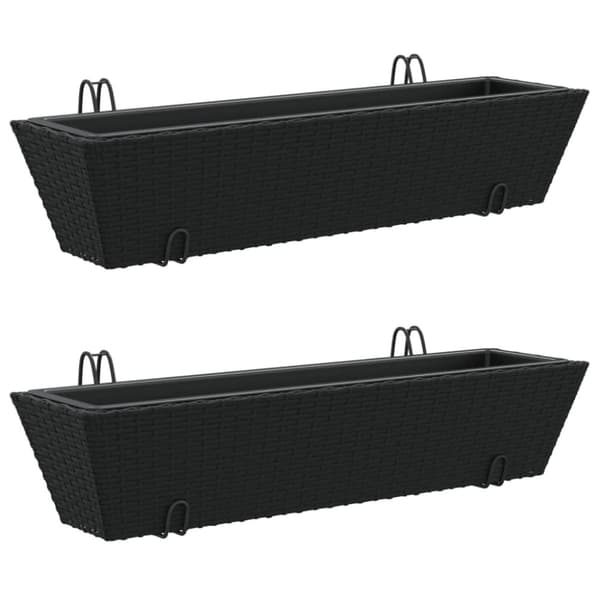 plantekasser med kroge 2 stk. polyrattan sort