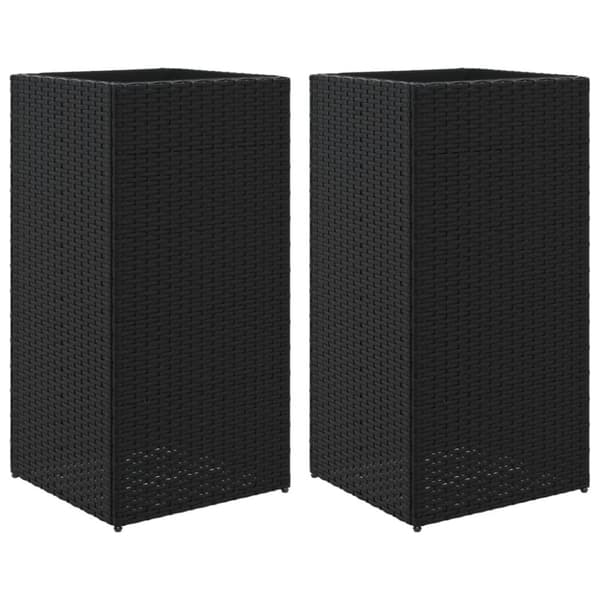 Kukkalaatikot 2 kpl musta 40x40x80 cm polyrottinki