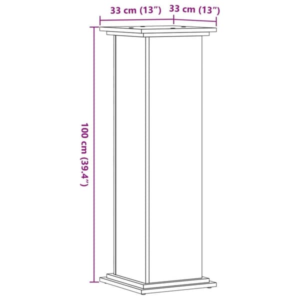 plantestativ 33x33x100 cm konstrueret træ grå sonoma-eg