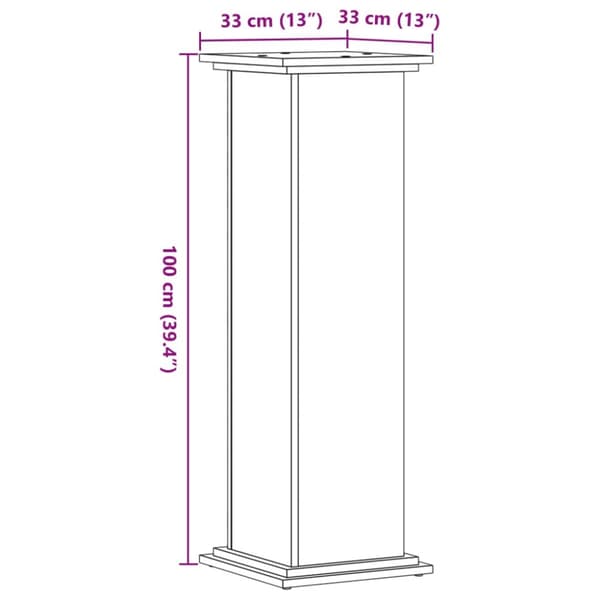 Kasviteline betoninharmaa 33x33x100 cm tekninen puu