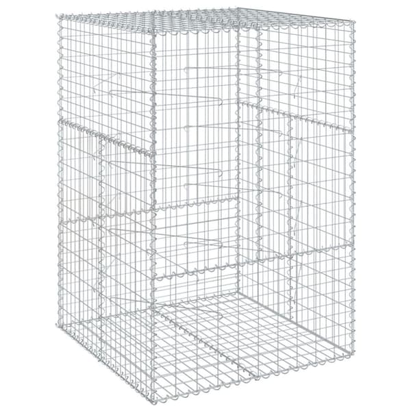 gabionkurv med cover 100x100x150 cm galvaniseret jern