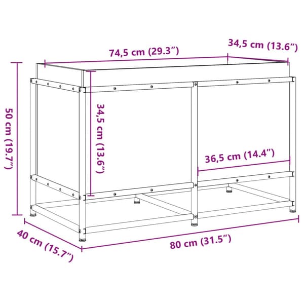 plantekasse 80x40x50 cm massivt fyrretræ