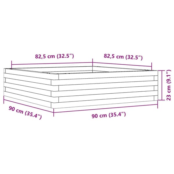 Odlingslåda 90x90x23 cm massiv furu