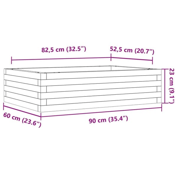 plantekasse 90x60x23 cm massivt fyrretræ hvid