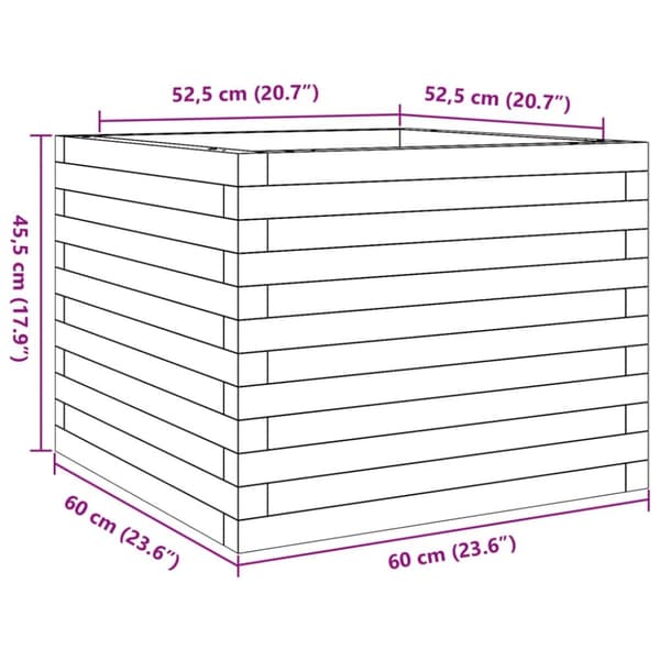 plantekasse 60x60x45,5 cm massivt fyrretræ