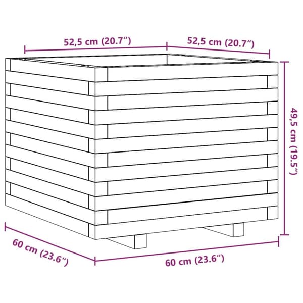 Odlingslåda vit 60x60x49,5 cm massiv furu