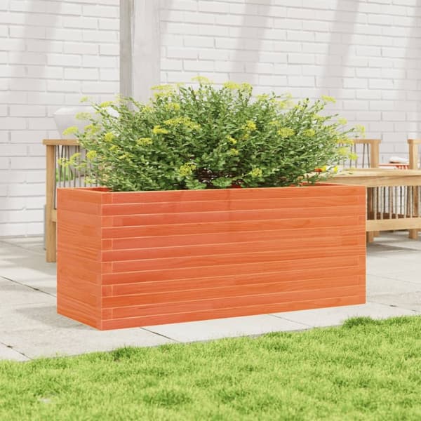 plantekasse 110x40x46 cm massivt fyrretræ gyldenbrun