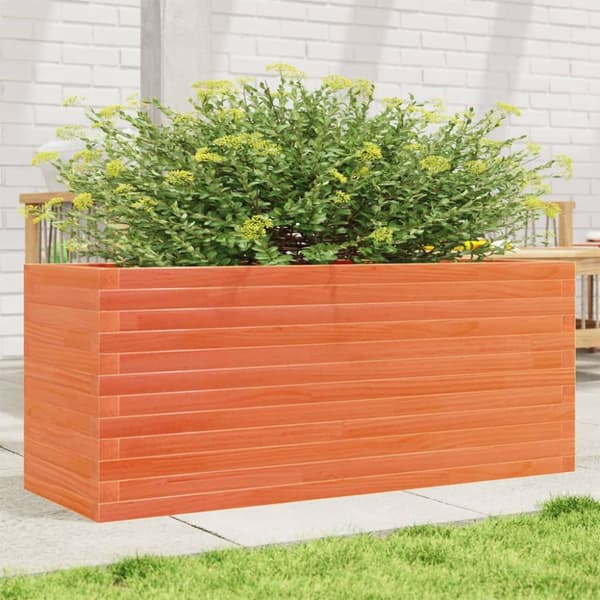 plantekasse 110x40x46 cm massivt fyrretræ gyldenbrun