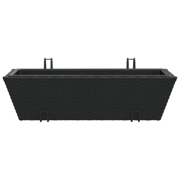 plantekasser med kroge 2 stk. polyrattan sort