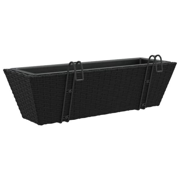 plantekasser med kroge 2 stk. polyrattan sort