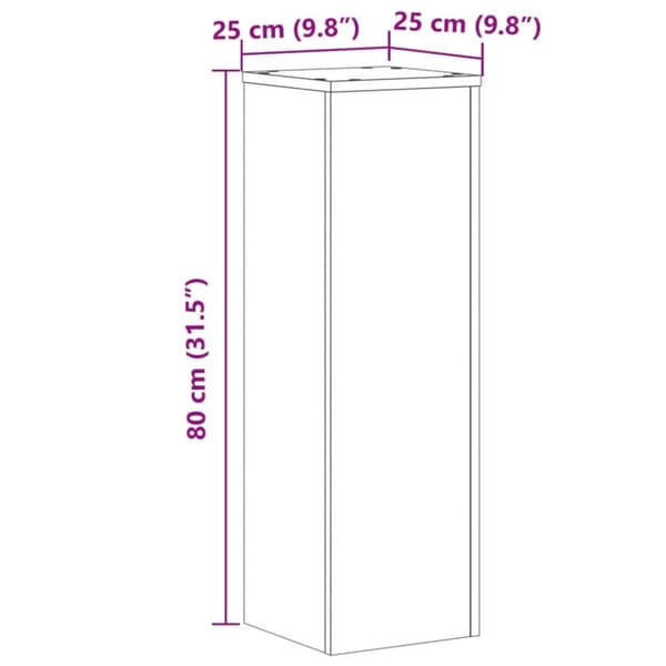 plantestativer 2 stk. 25x25x80 cm konstrueret træ røget eg