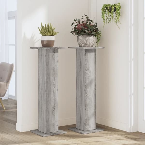 Kasvitelineet 2 kpl harmaa Sonoma 30x30x95 cm tekninen puu