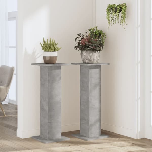plantestativer 2 stk. 30x30x80 cm konstrueret træ betongrå