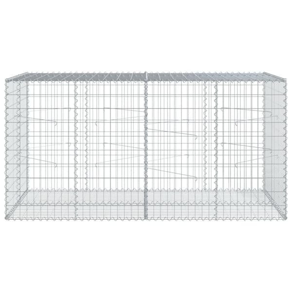 gabionkurv med cover 200x100x100 cm galvaniseret jern