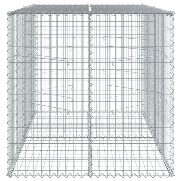 gabionkurv med cover 200x100x100 cm galvaniseret jern