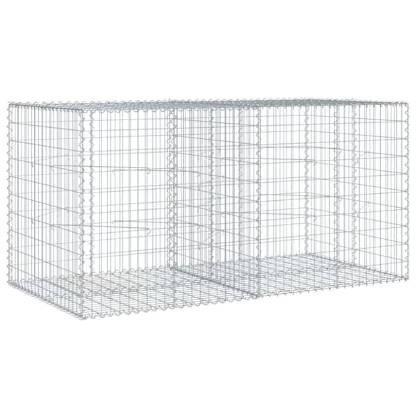 gabionkurv med cover 200x100x100 cm galvaniseret jern