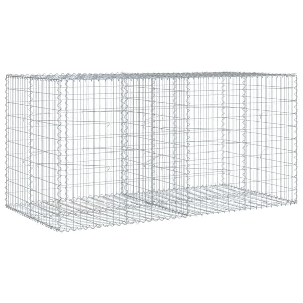 gabionkurv med cover 200x100x100 cm galvaniseret jern