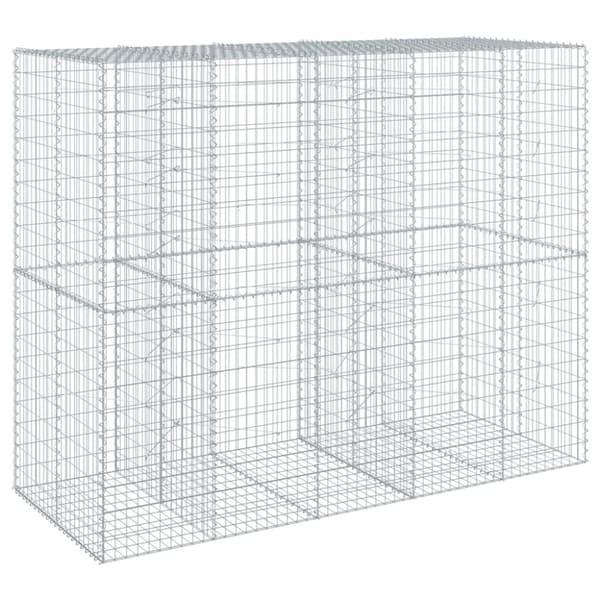gabionkurv med cover 250x100x200cm galvaniseret jern