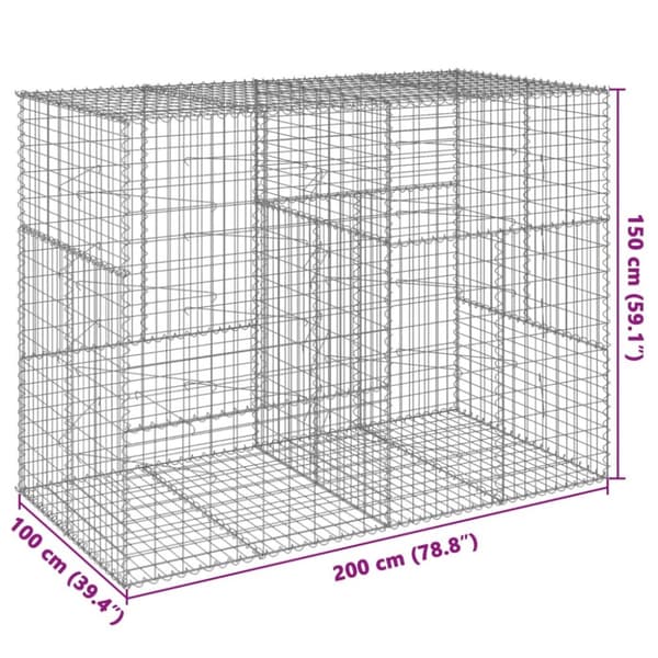Kivikori katolla 200x100x150 cm galvanoitu rauta
