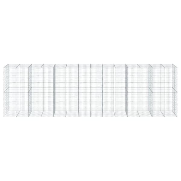 gabionkurv med cover 700x100x200 cm galvaniseret jern