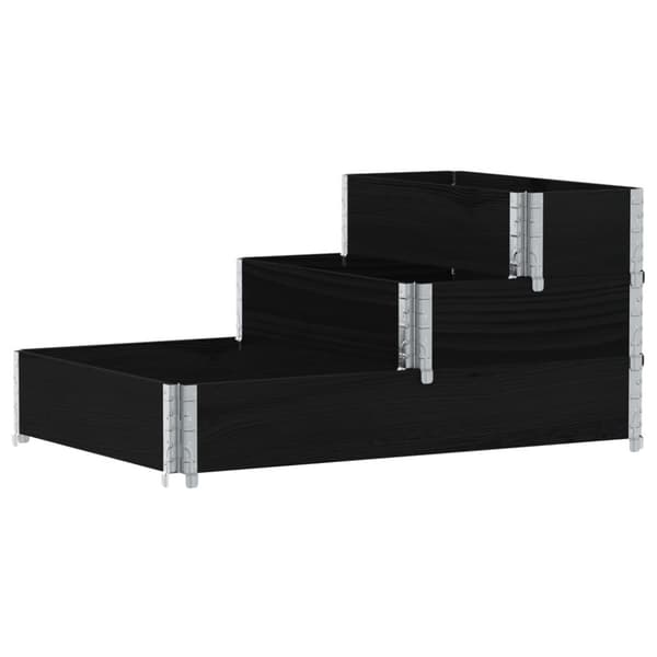 højbed 120x80 cm 3 niveauer massivt fyrretræ sort