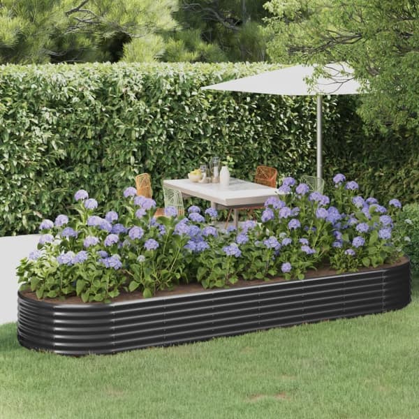 plantekasse 322x100x36 cm pulverlakeret stål antracitgrå