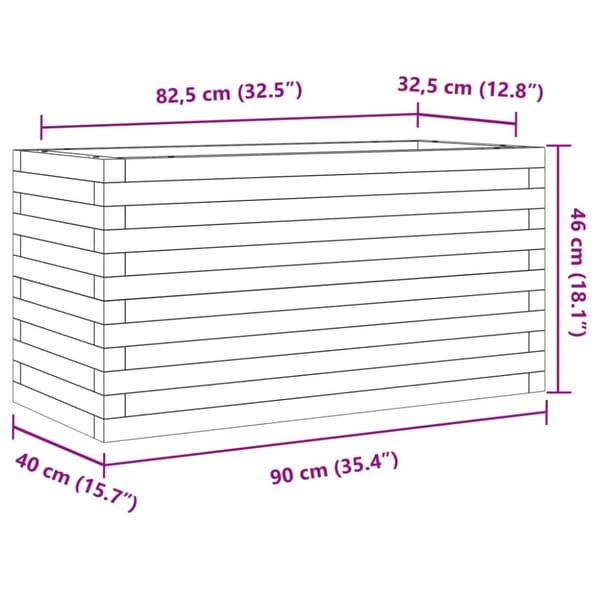 plantekasse 90x40x46 cm massivt fyrretræ