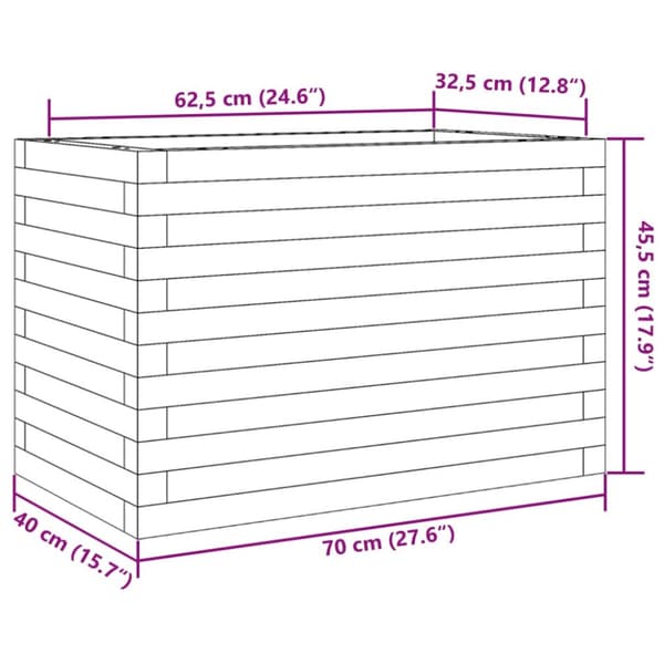 plantekasse 70x40x45,5 cm massivt fyrretræ
