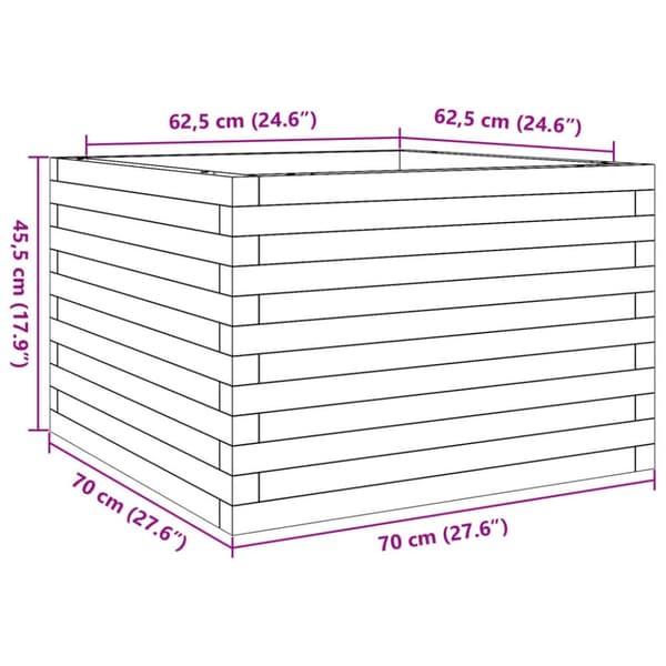 plantekasse 70x70x45,5 cm massivt fyrretræ hvid