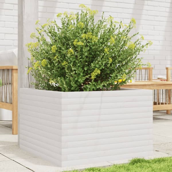 plantekasse 70x70x45,5 cm massivt fyrretræ hvid