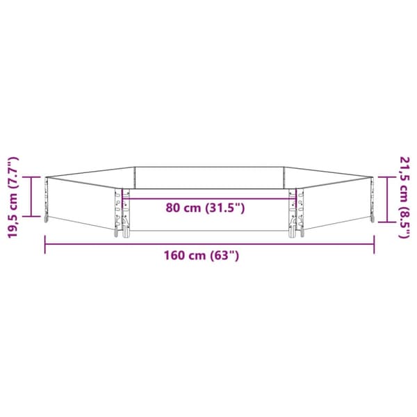 højbed 160x160 cm massivt fyrretræ sekskantet sort
