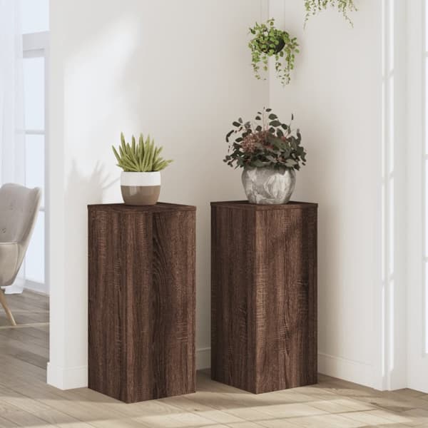 Kasvitelineet 2 kpl ruskea tammi 30x30x70 cm tekninen puu